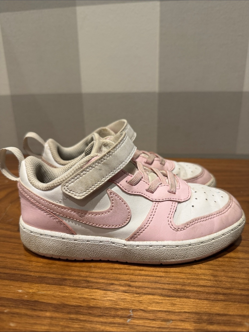 Nike Kids Pink and White Velcro Sneakers